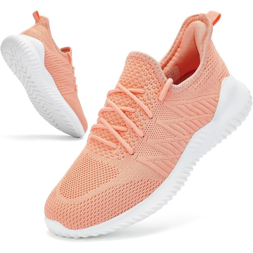 Women's Peach Imported Memory Foam Lightweight Comfort Casual Sneakers